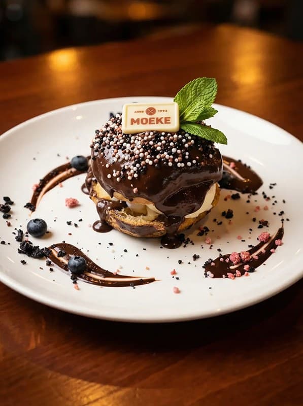 Chocolate soesje: the original photo next to the studio version