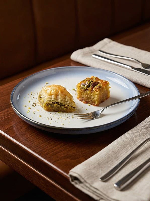 Baklava, two pieces: the original photo next to the studio version